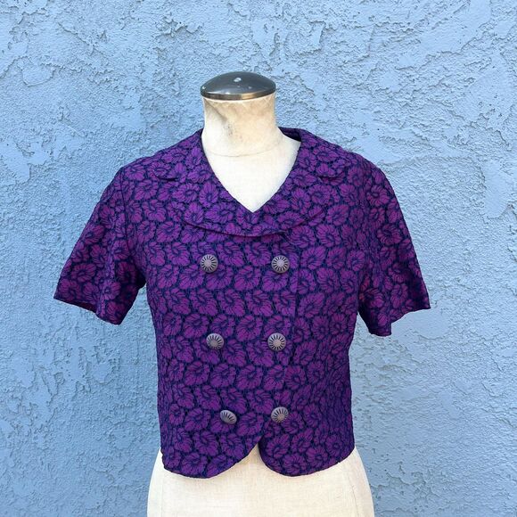 1960s Lace Cropped Blazer Size Small Purple jacket - Picture 8 of 8